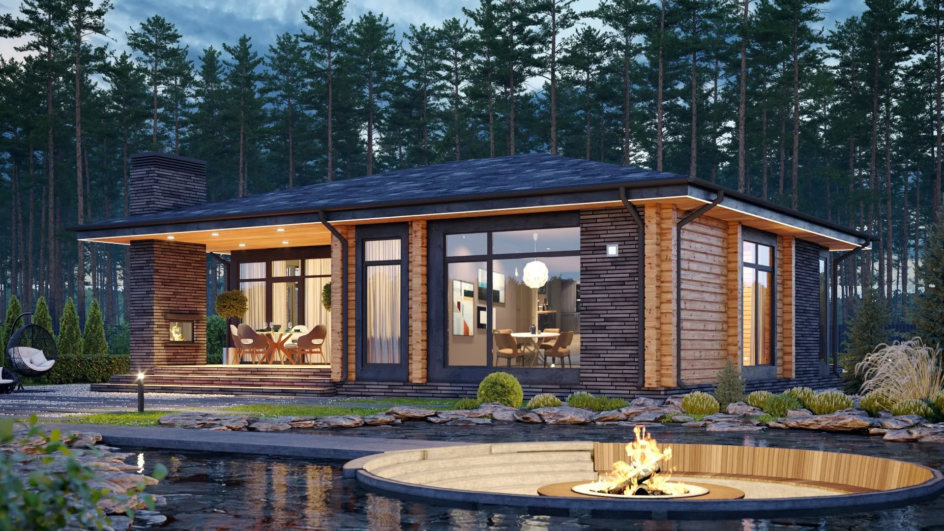 Дакота Мини - Вальмовая кровля (Клееный брус)