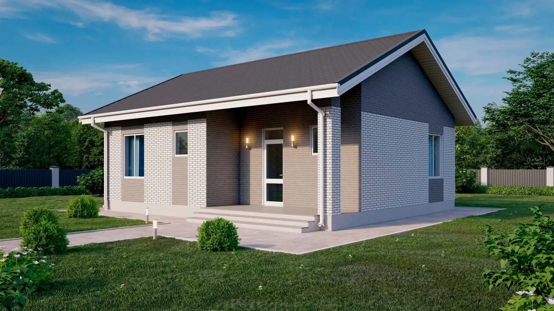 Одноэтажный блок из керамзитоблока 