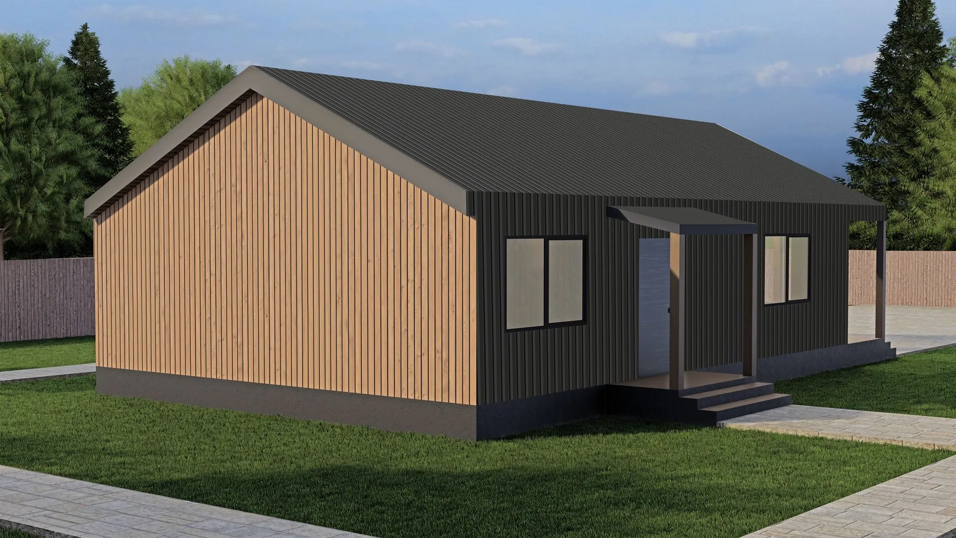 Современный каркасный дом Barn-67