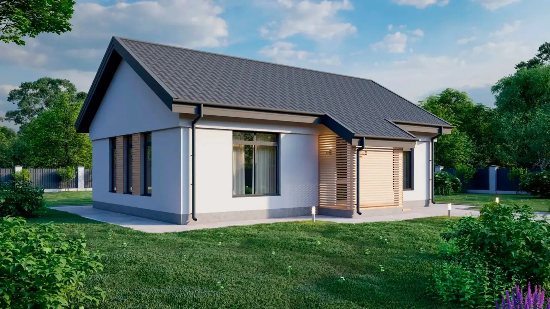 Одноэтажный дом из керамзитоблока 