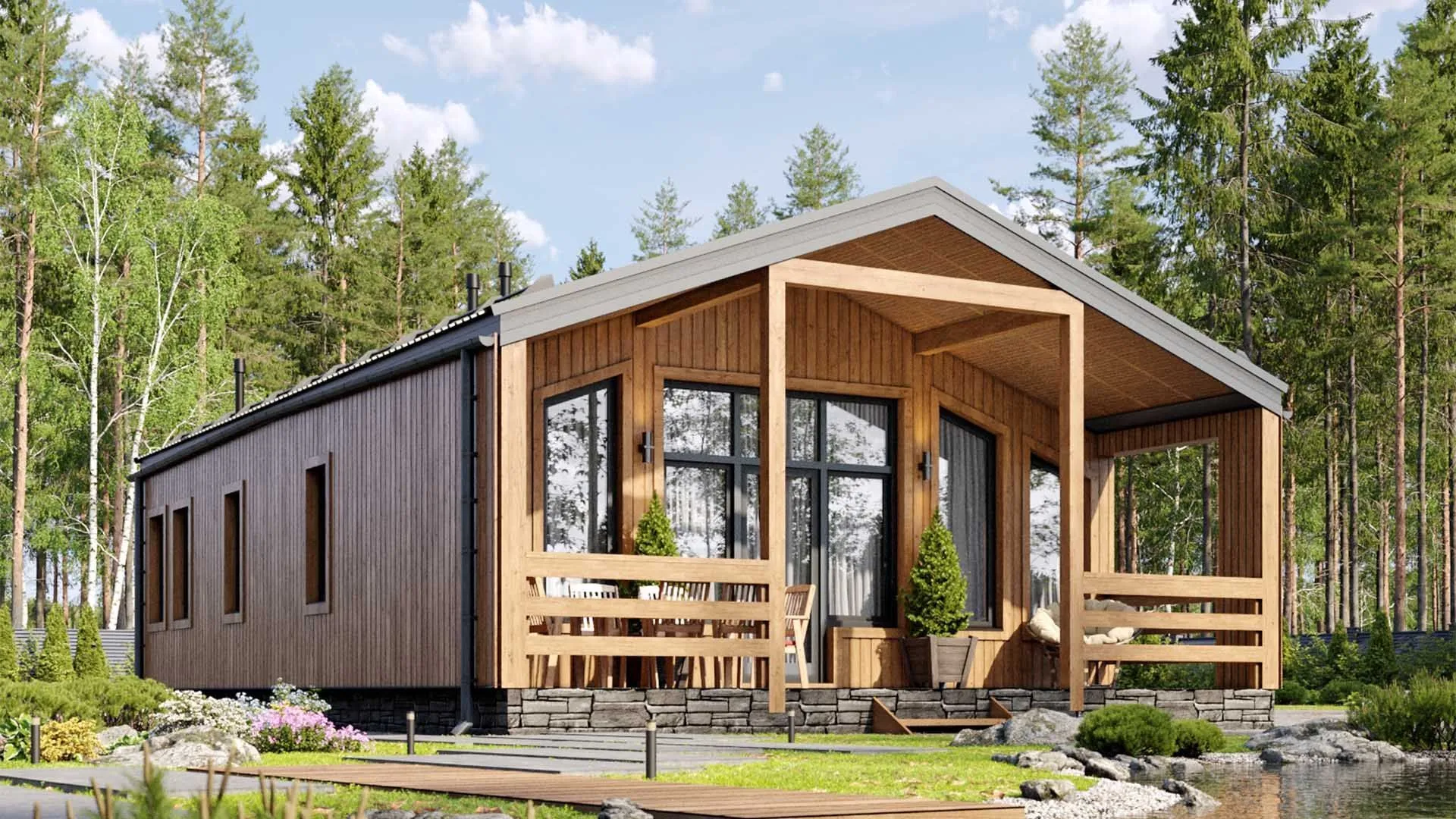 Одноэтажный загородный дом «Барнхаус-90»