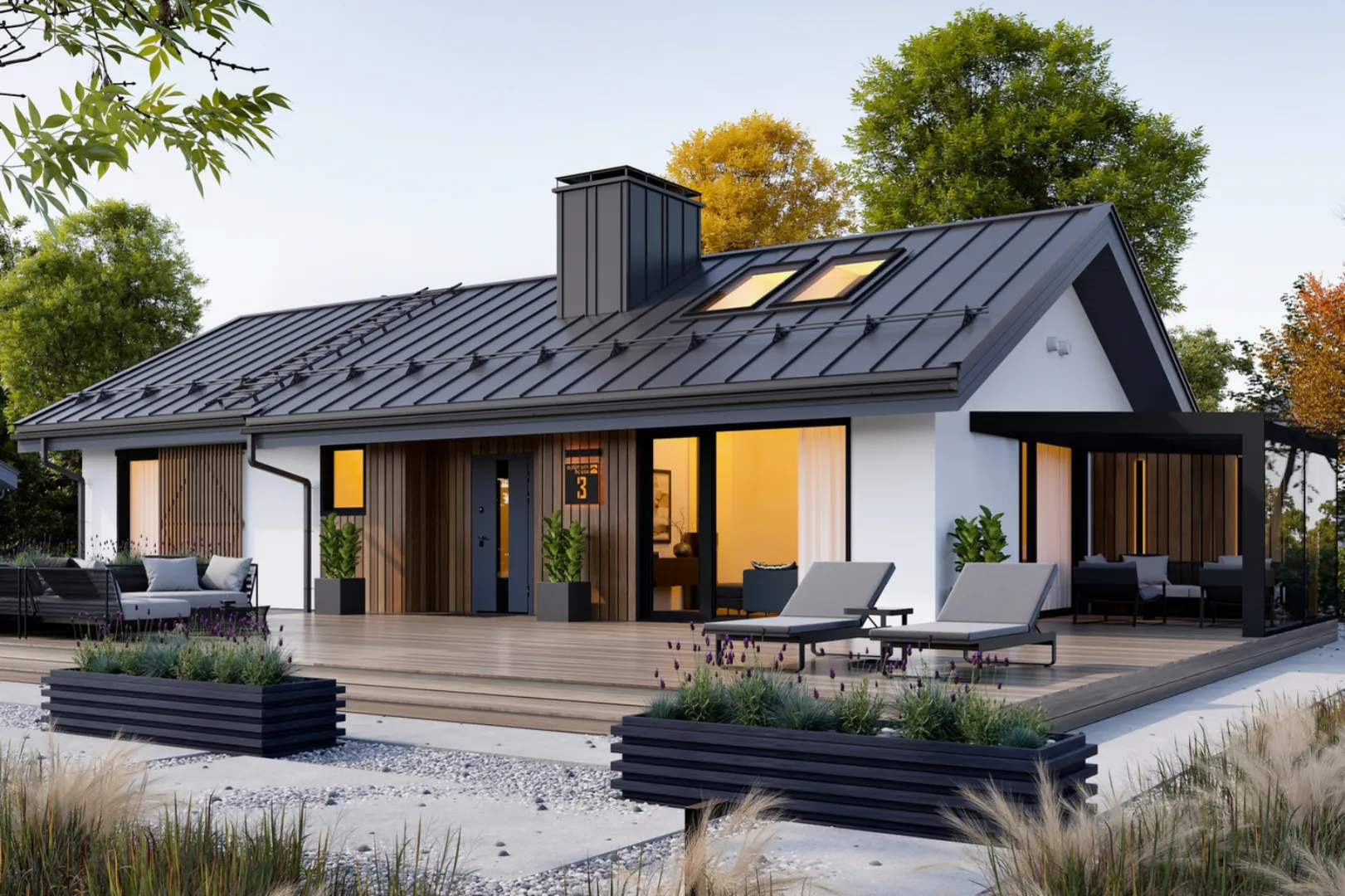 МИКЕЯ 3 одноэтажный дом со вторым светом