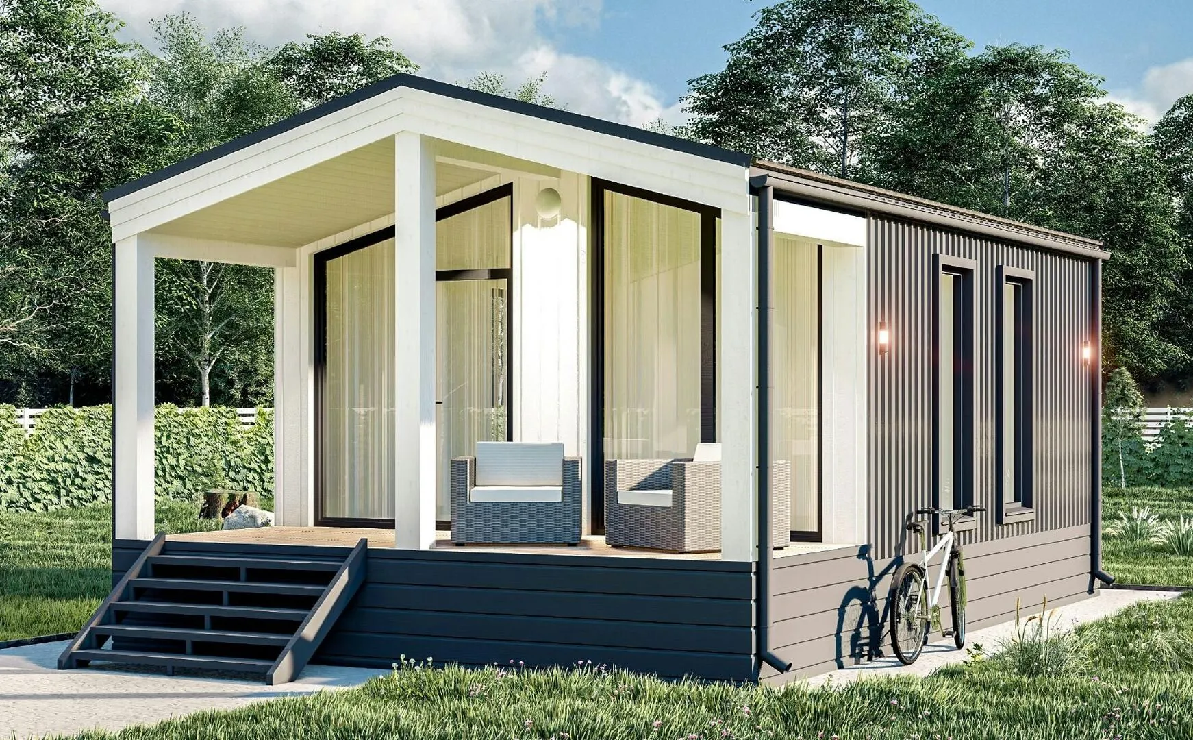 Одноэтажный модульный дом 40 м2 с террасой