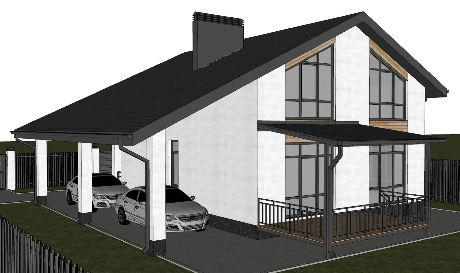 Двухэтажный мансардный дом №370-3