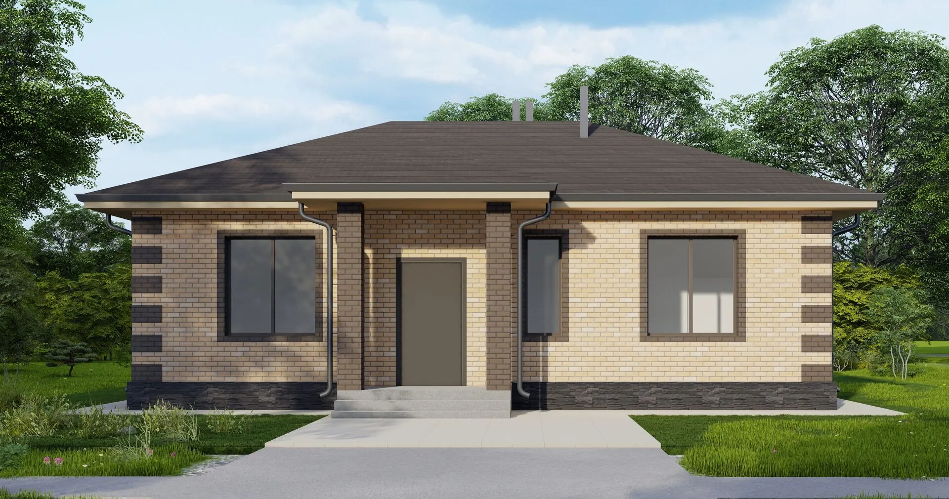 Проект одноэтажного загородного дома 