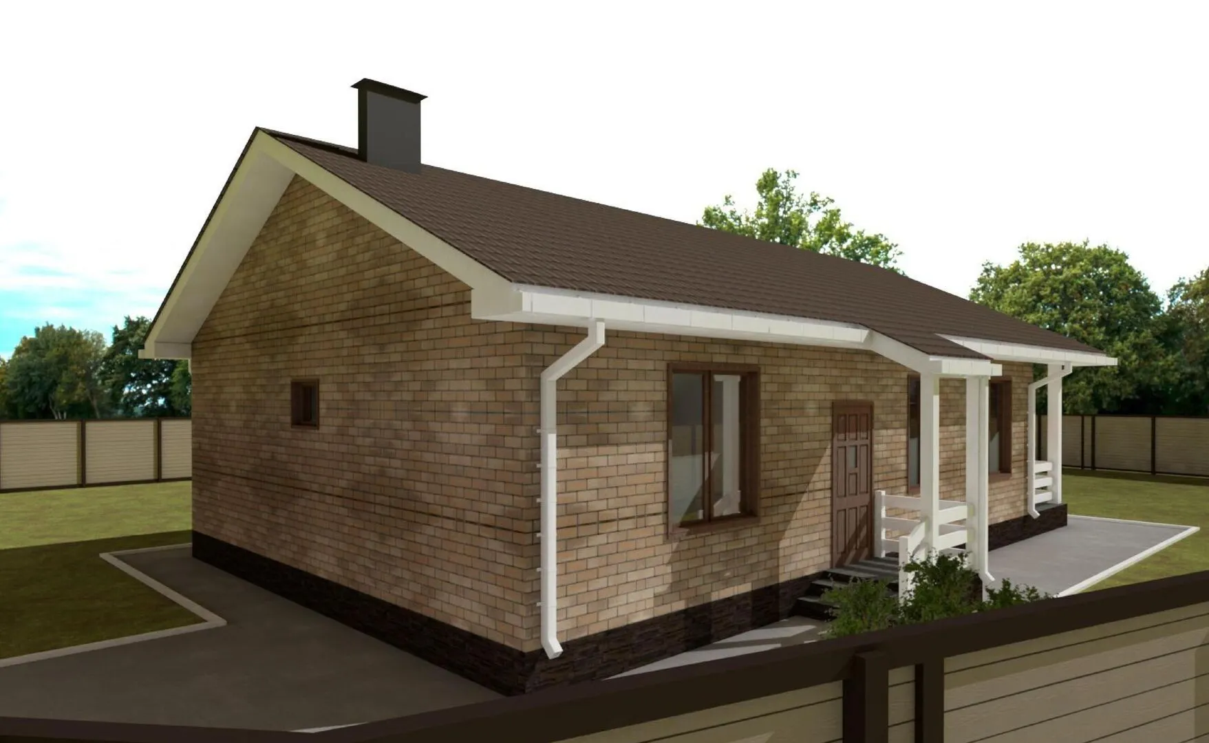 Одноэтажный каркасный дом 